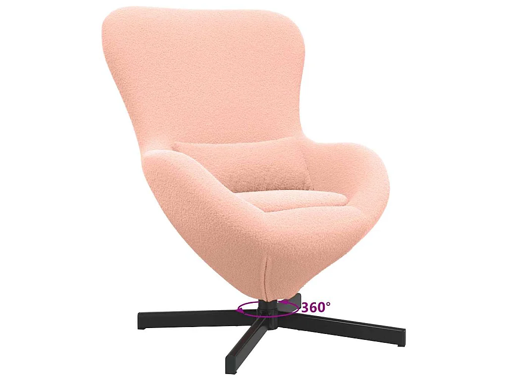 Chaise de Salon-Fauteuil œuf Rose Tissu ressemblant à de la laine bouclée SHL5225