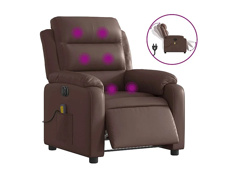 Fauteuil inclinable électrique-Fauteuil de massage pour Salon marron similicuir SHL3247