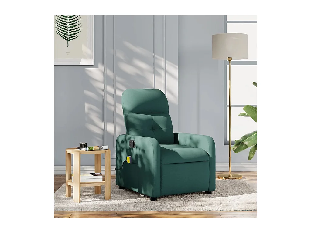 Fauteuil inclinable-Chaise de relax-Fauteuil de Massage vert foncé tissu SHL1717