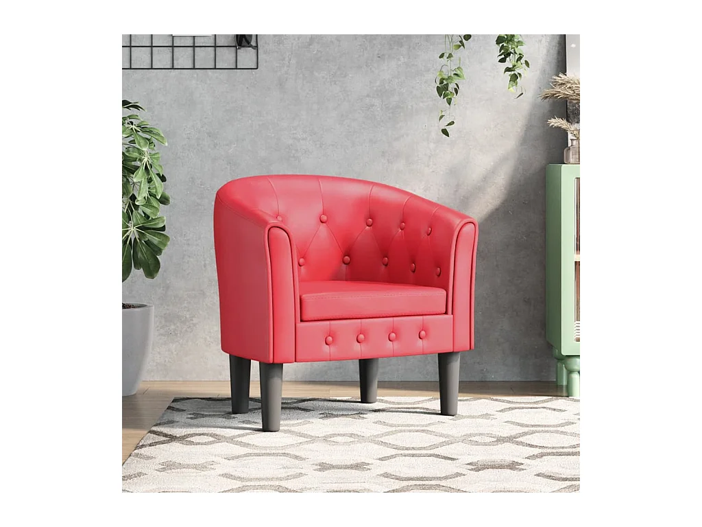 Sillón de salón cuero sintético rojo SHL3911
