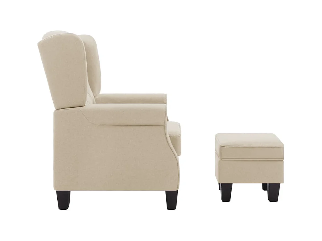 Fauteuil salon-Chaise de relax-Fauteuil avec repose-pied Crème Tissu SHL1366