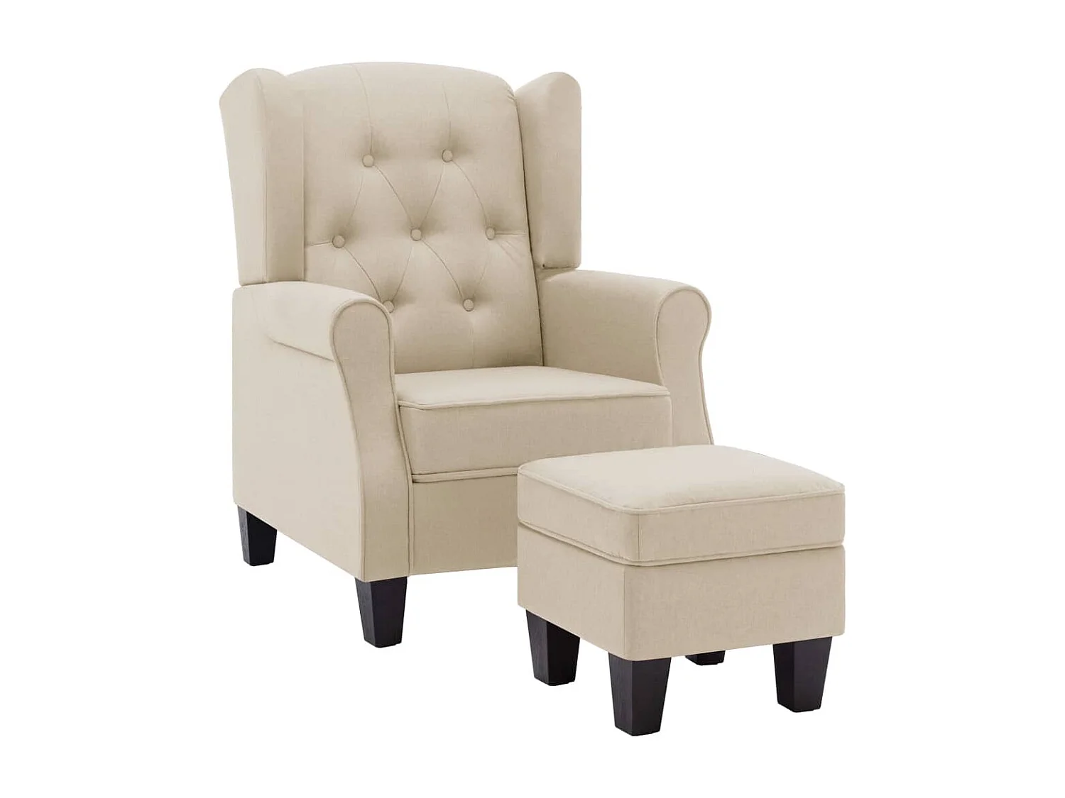 Relaxsessel | Lounge Sessel für Wohnzimmer mit Fußhocker Creme Stoff SHL68330