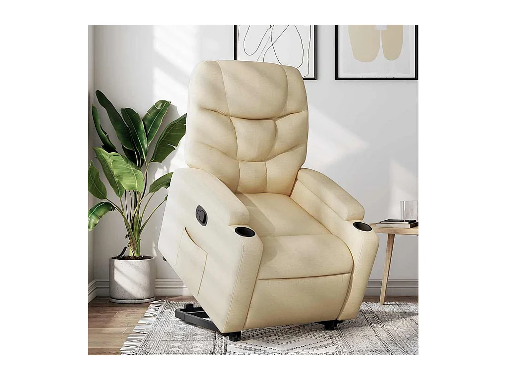 Sillón de relax | Sillón reclinable elevable de tela color crema SHL4846