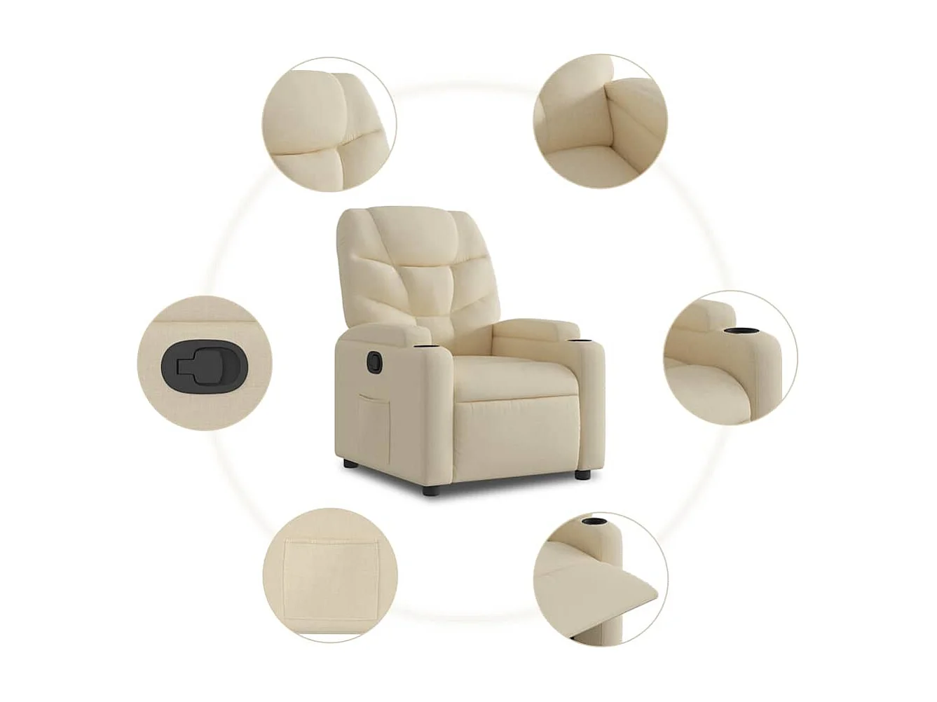 Sillón de relax | Sillón reclinable elevable de tela color crema SHL4846
