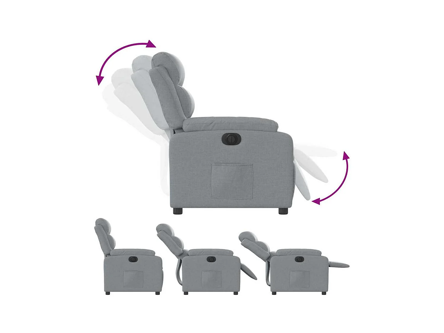 Sillón de relax | Silla | Sillón reclinable eléctrico tela gris claro SHL6215