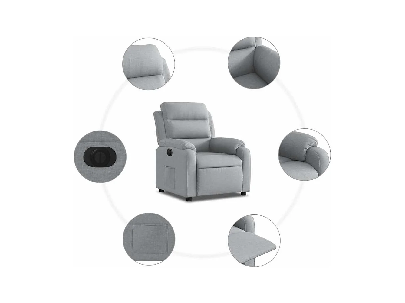 Sillón de relax | Silla | Sillón reclinable eléctrico tela gris claro SHL6215