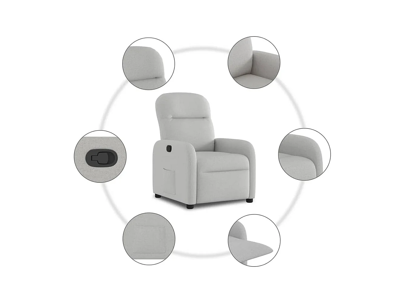 Fauteuil inclinable-Chaise de relax-Fauteuil TV gris nuage tissu SHL4108