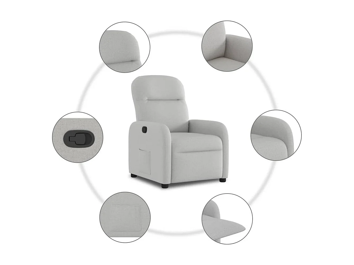 Fauteuil inclinable-Chaise de relax-Fauteuil TV gris nuage tissu SHL4108