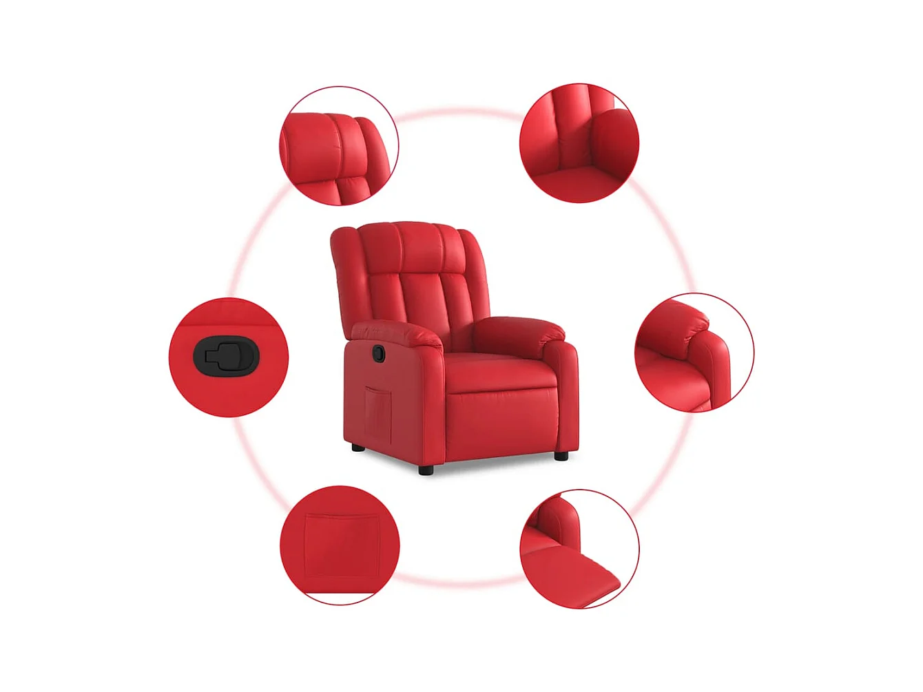 Sillón de relax | Sillón reclinable de cuero sintético rojo SHL3082