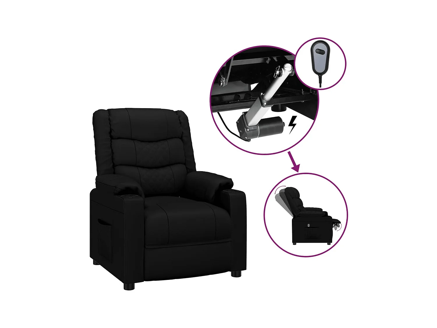 Relaxstoel | Fauteuil elektrisch verstelbaar kunstleer zwart