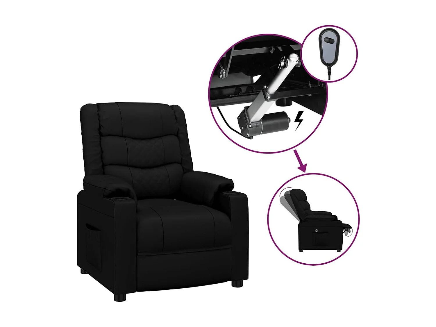 Fauteuil inclinable électrique-Chaise de relax-Fauteuil salon Noir Similicuir SHL3846