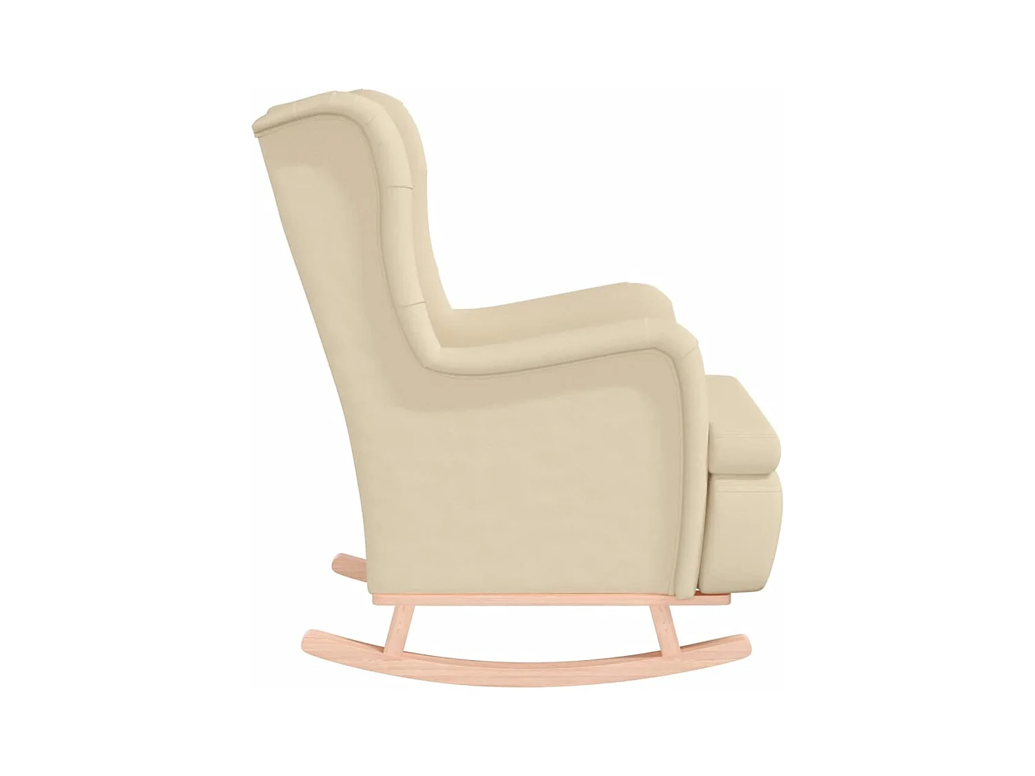 Sillón de salón con patas mecedoras madera maciza caucho y tela crema SHL3798