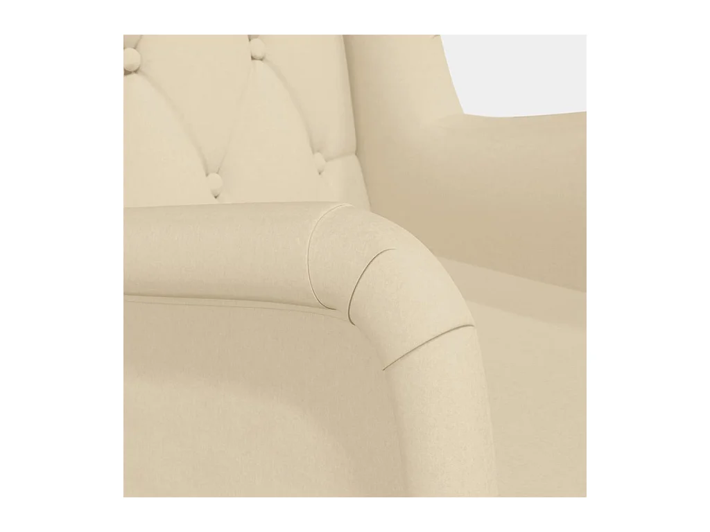 Sillón de salón con patas mecedoras madera maciza caucho y tela crema SHL3798