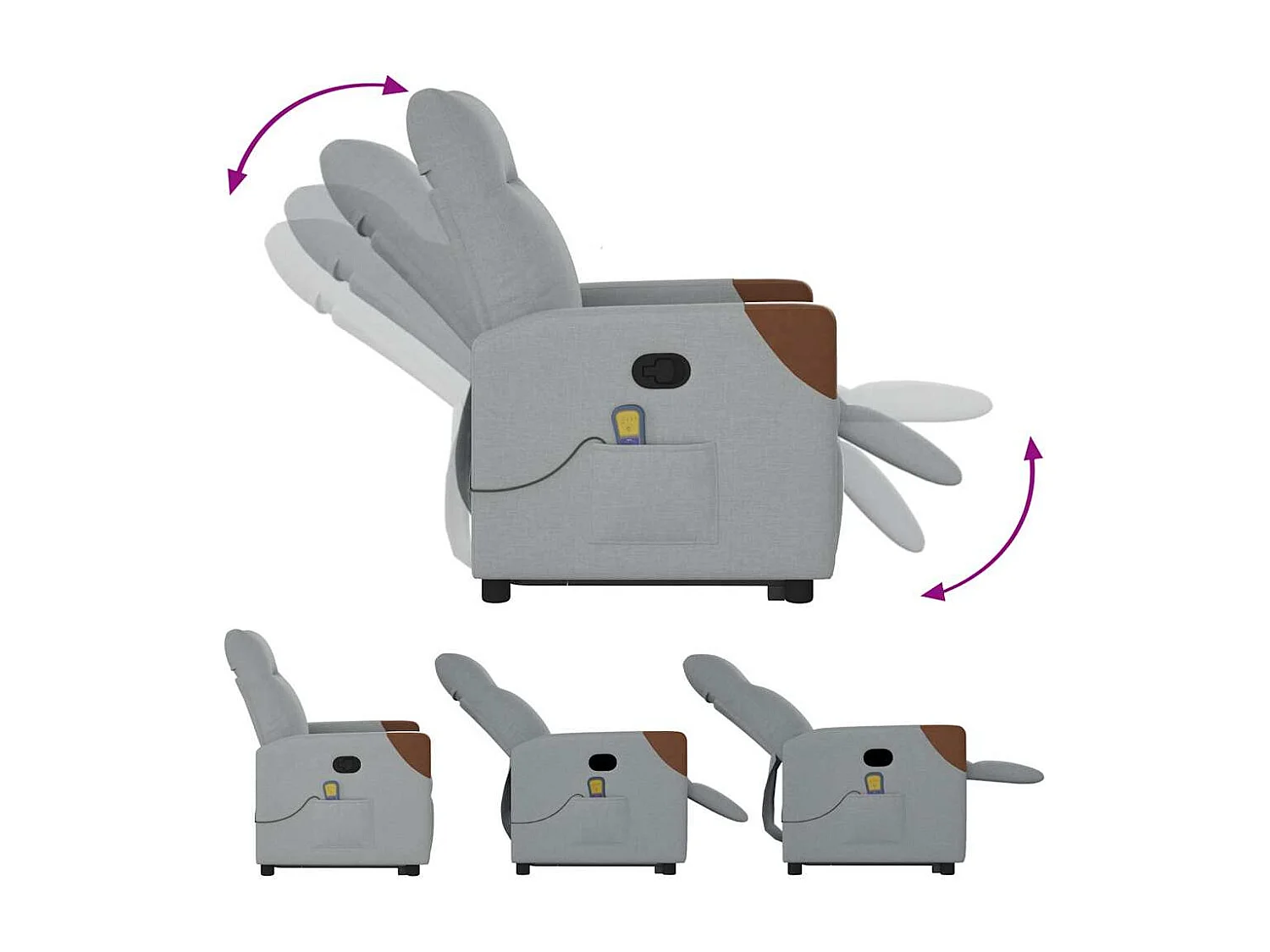 Sillón de salón | Silla | Sillón de masaje reclinable de pie de tela gris claro SHL7393