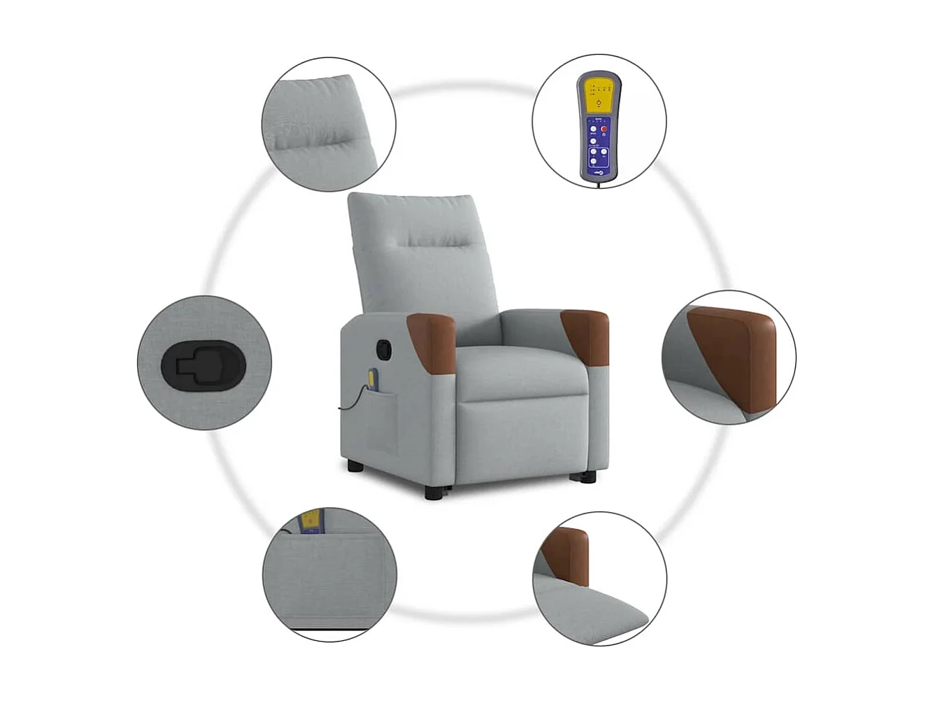 Sillón de salón | Silla | Sillón de masaje reclinable de pie de tela gris claro SHL7393