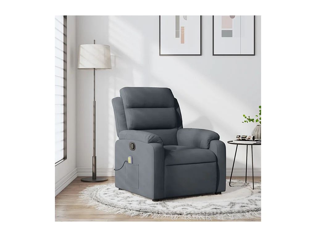 Fauteuil inclinable-Chaise de relax-Fauteuil de Massage gris foncé velours SHL4708