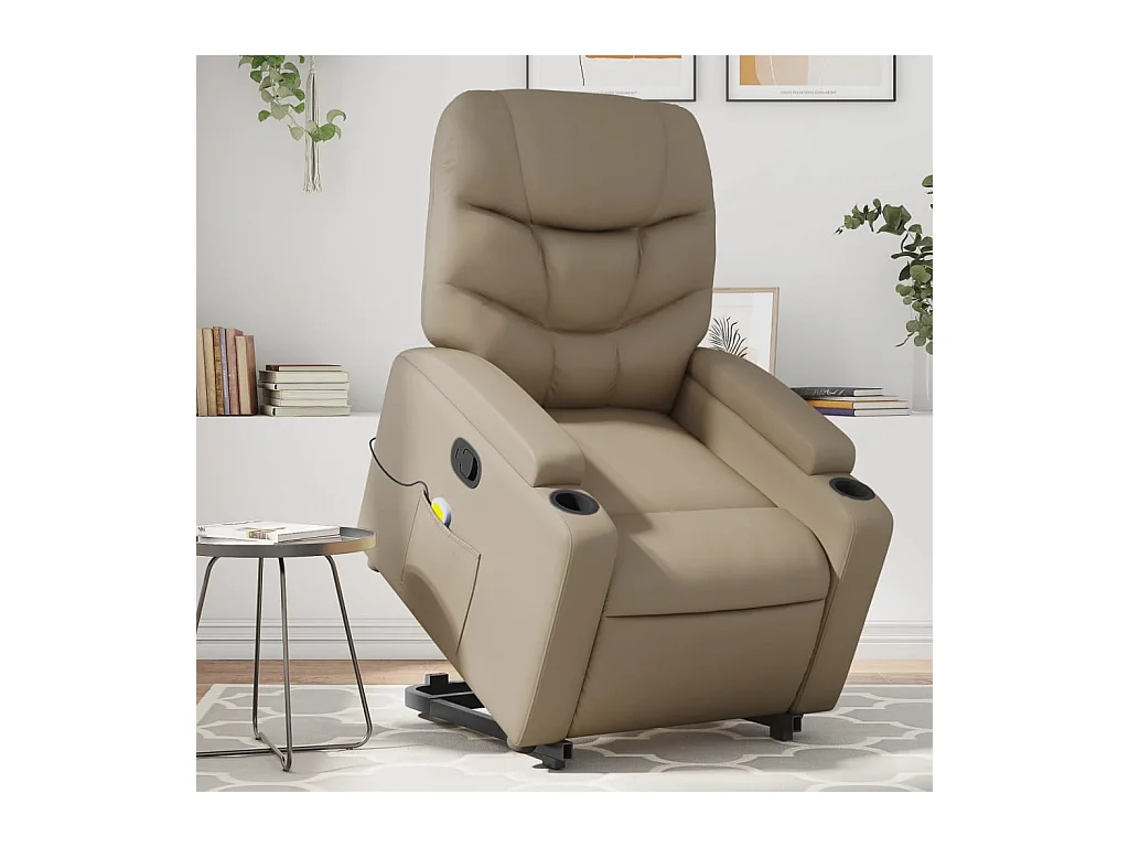 Fauteuil inclinable-Chaise de relax-Fauteuil de Massage Cappuccino Similicuir SHL3870