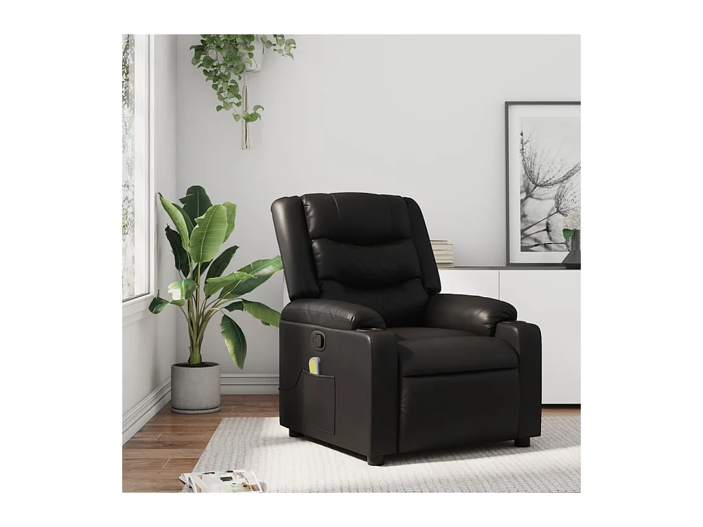 Fauteuil inclinable-Chaise de relax-Fauteuil de Massage noir similicuir SHL2893