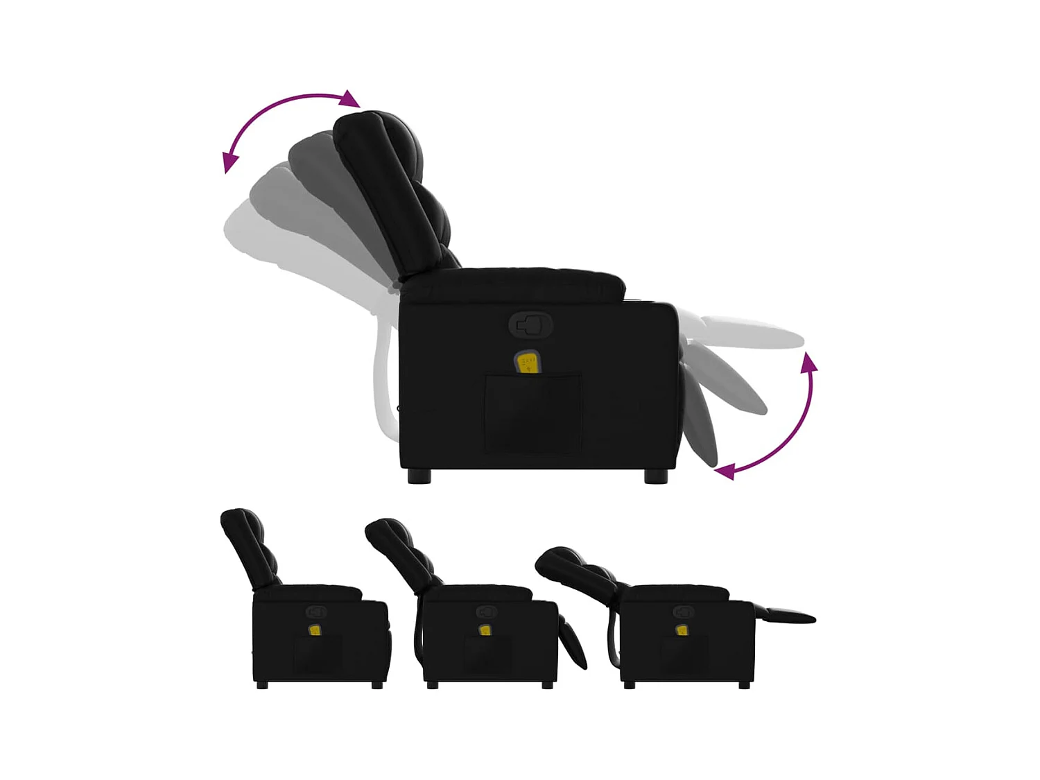 Fauteuil inclinable-Chaise de relax-Fauteuil de Massage noir similicuir SHL2893