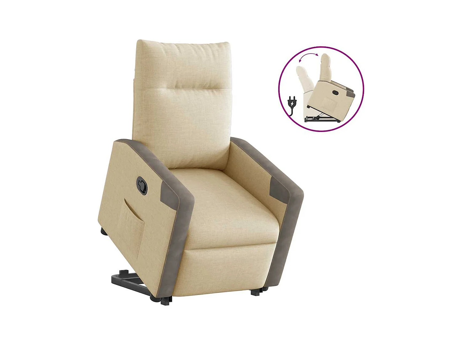 Fauteuil inclinable-Chaise de relax-Fauteuil salon Crème Tissu SHL2616