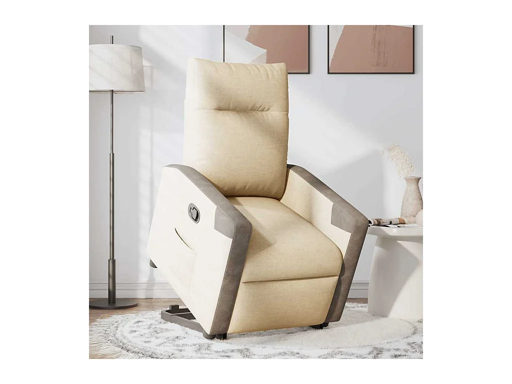 Fauteuil inclinable-Chaise de relax-Fauteuil salon Crème Tissu SHL2616