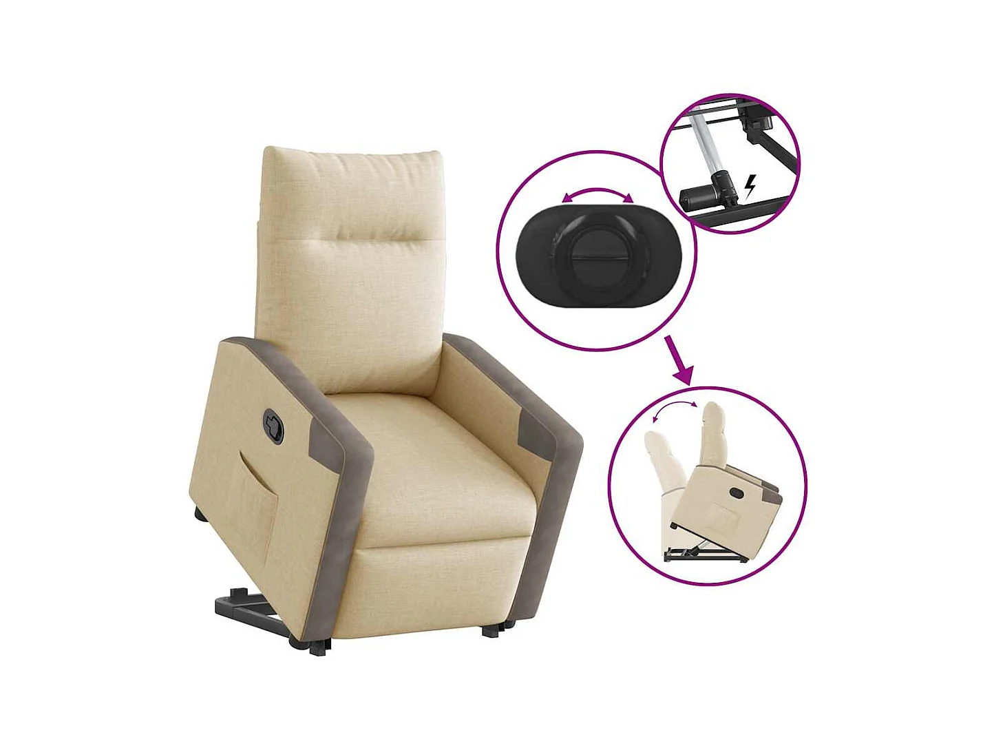 Fauteuil inclinable-Chaise de relax-Fauteuil salon Crème Tissu SHL2616