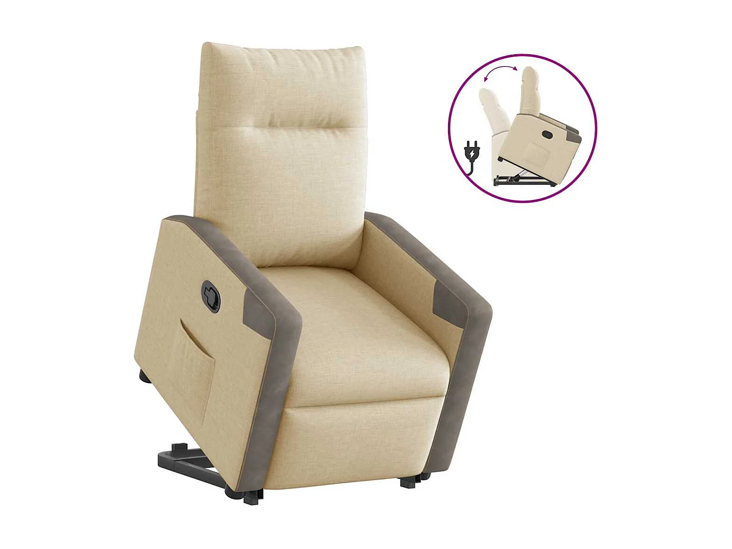 Fauteuil inclinable-Chaise de relax-Fauteuil salon Crème Tissu SHL2616