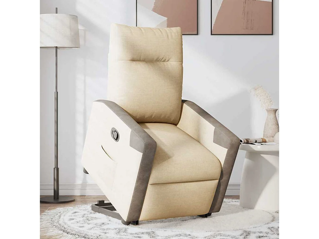 Fauteuil inclinable-Chaise de relax-Fauteuil salon Crème Tissu SHL2616