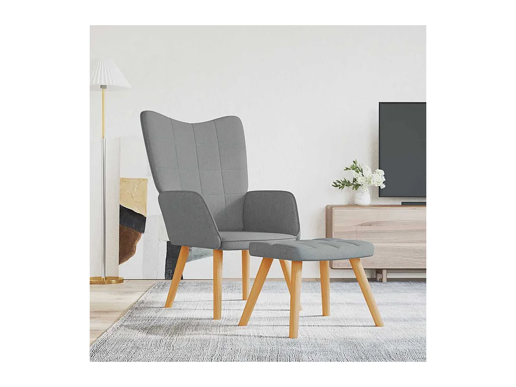 Sillón de relax | Silla de relax con taburete tela gris claro SHL5069