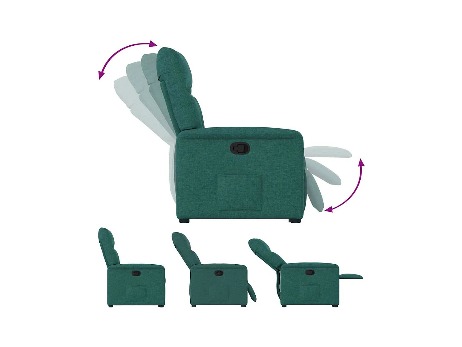 Sillón de relax | Silla | Sillón reclinable elevable tela verde oscuro SHL4660