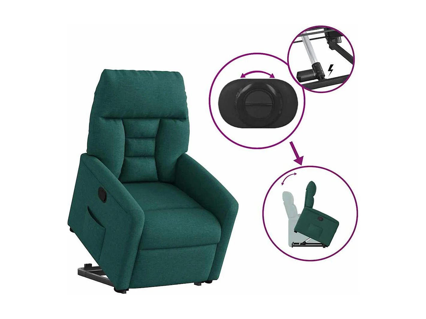 Sillón de relax | Silla | Sillón reclinable elevable tela verde oscuro SHL4660
