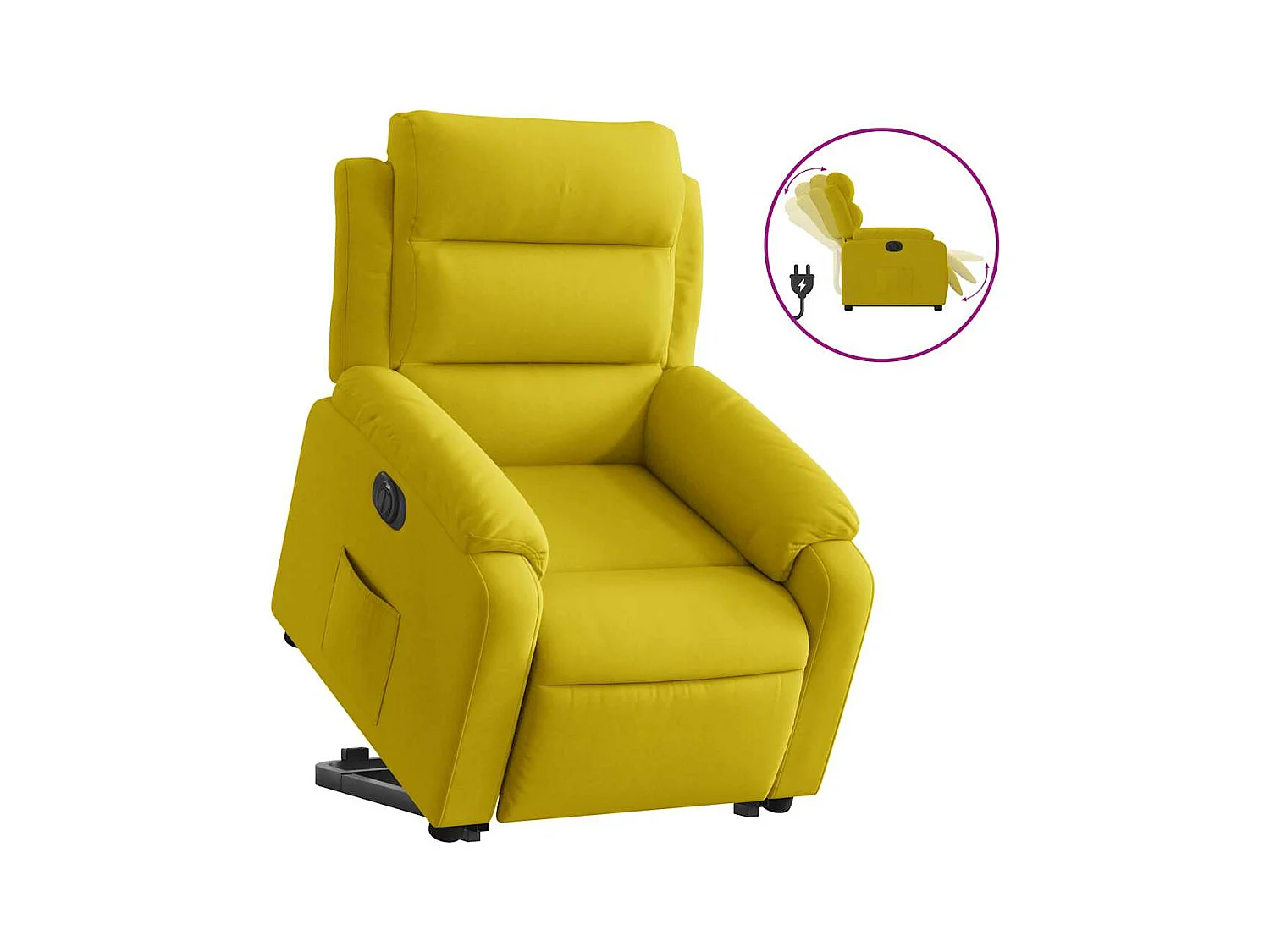 Fauteuil inclinable électrique-Chaise de relax-Fauteuil salon jaune Velours SHL3827