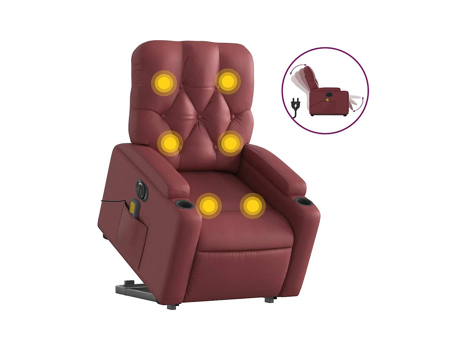 Fauteuil inclinable électrique-Chaise-Fauteuil de Massage rouge bordeaux SHL2873
