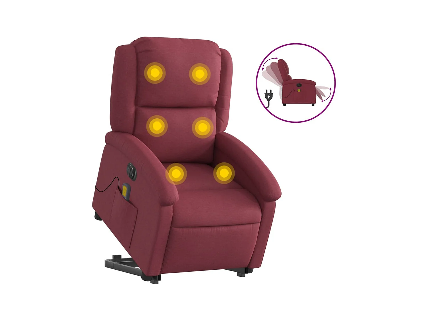 Fauteuil inclinable électrique-Chaise-Fauteuil de Massage Rouge bordeaux Tissu SHL4948