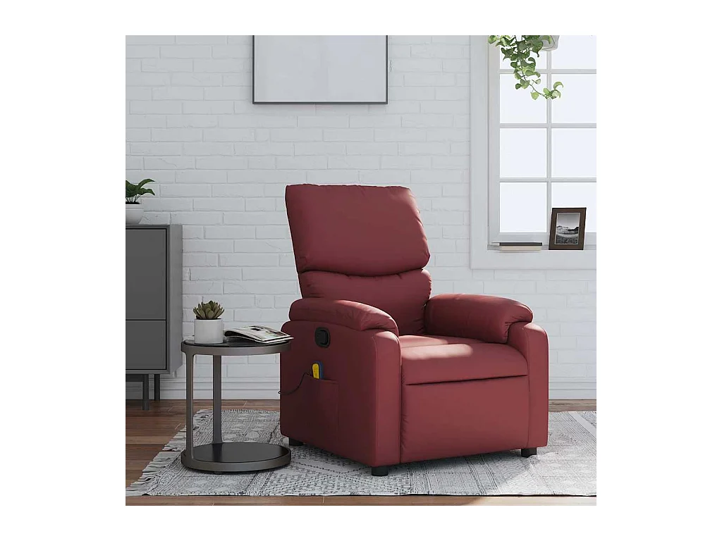Sillón de salón | Silla | Sillón de masaje reclinable cuero sintético rojo tinto SHL3639