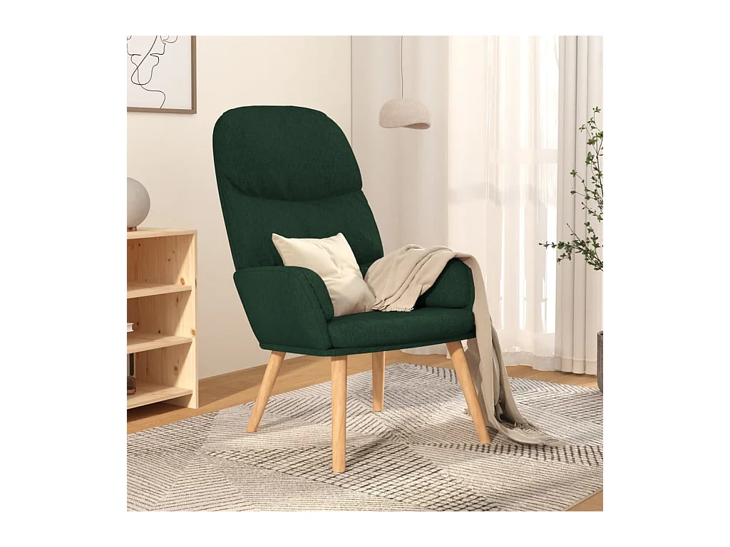 Chaise de relaxation-Fauteuil de Salon Vert foncé Tissu SHL3430