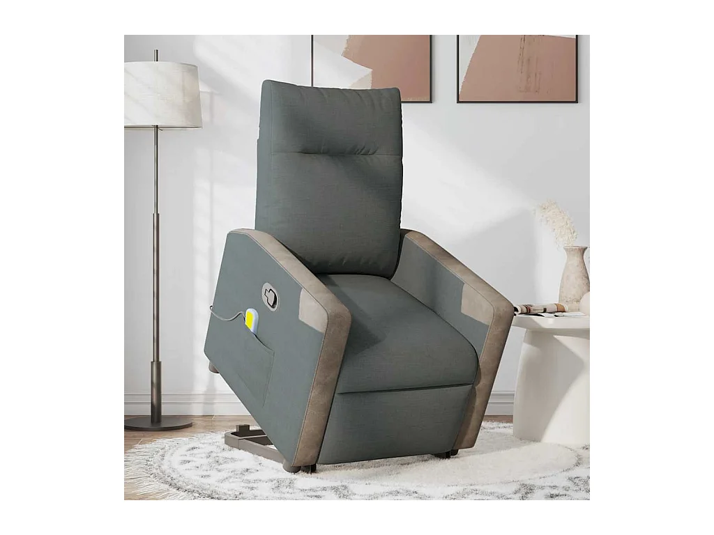 Silla de masaje reclinable de pie de tela gris oscuro SHL4794