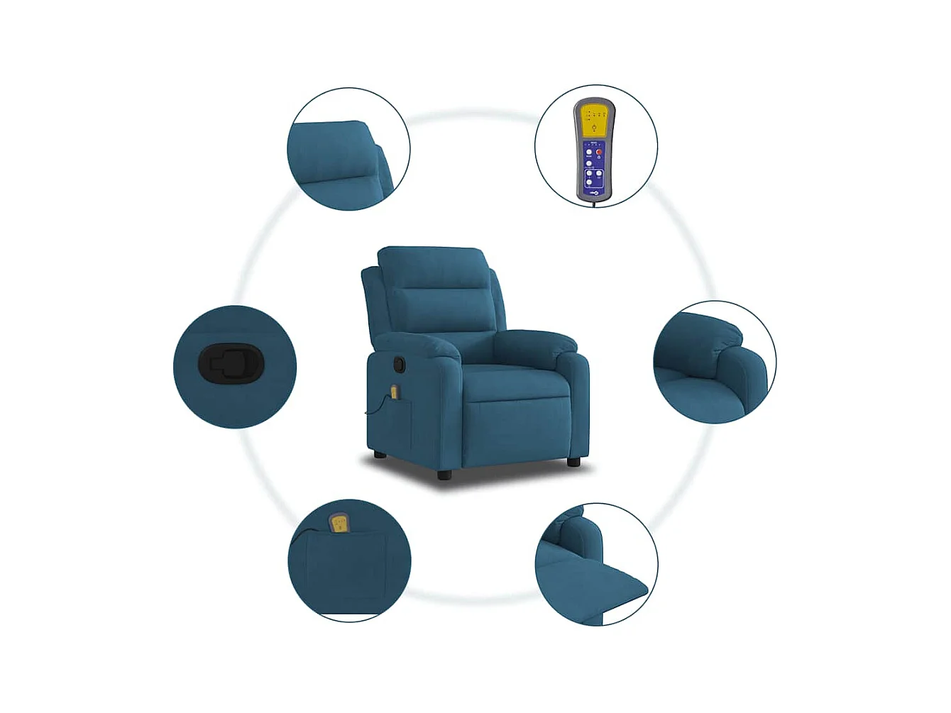 Sillón de salón | Silla | Sillón de masaje reclinable de terciopelo azul SHL6863