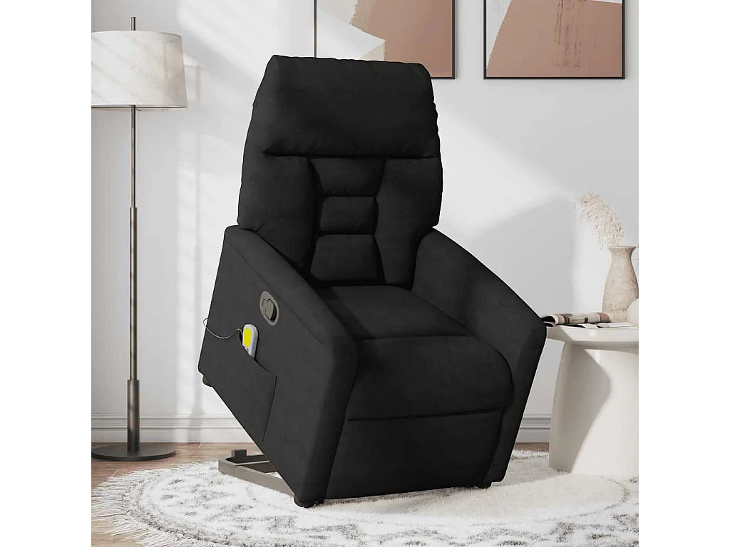 Sta-op-massagestoel verstelbaar microvezelstof zwart