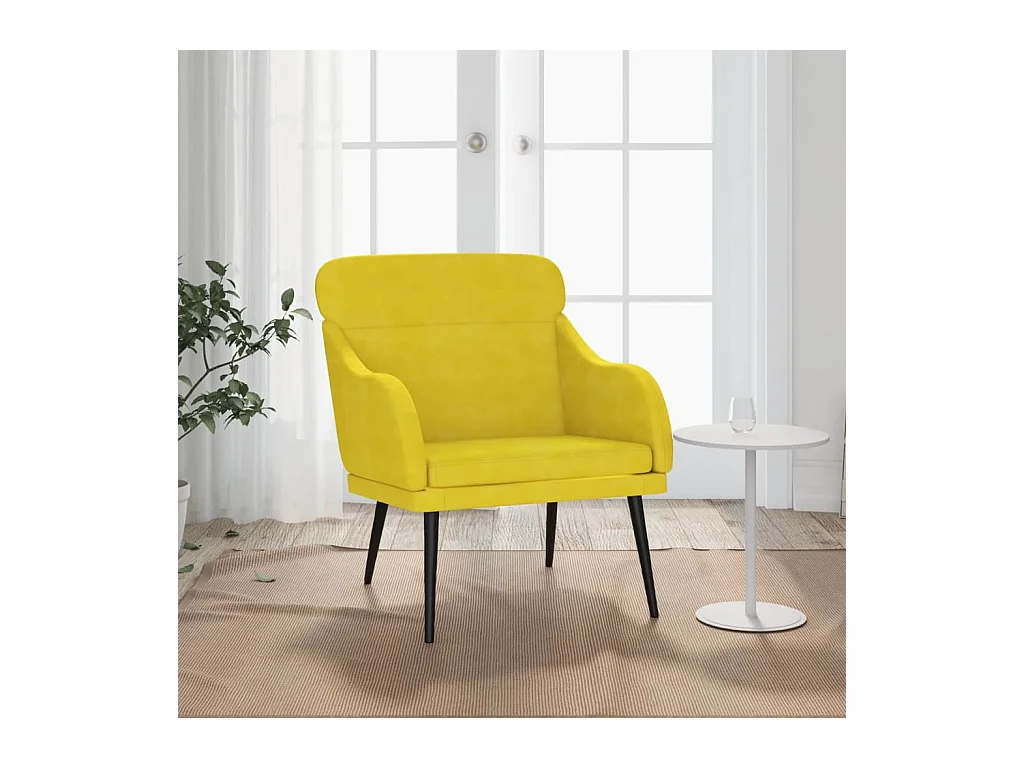 Sillón de salón | Silla de relax | Sillón de terciopelo amarillo 63x76x80 cm SHL3171