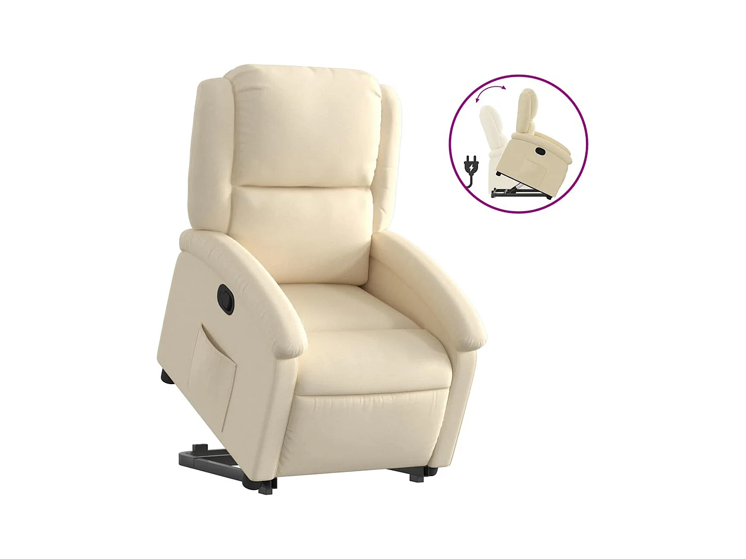 Sillón de relax | Sillón reclinable elevable de tela color crema SHL9740