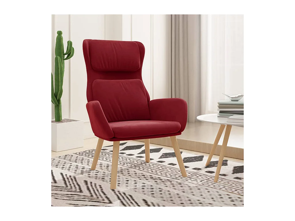 Chaise de relaxation-Fauteuil de Salon Rouge bordeaux Velours SHL3101