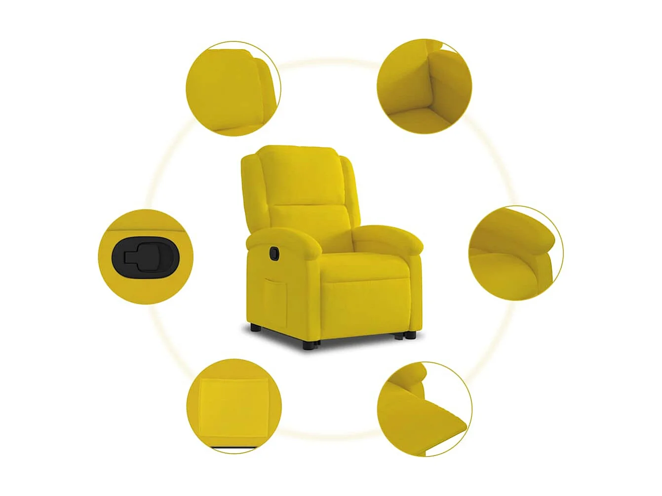 Sillón de relax | Silla | Sillón reclinable elevable terciopelo amarillo SHL5702
