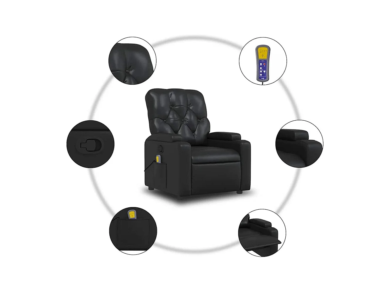Sillón de salón | Silla | Sillón de masaje reclinable cuero sintético negro SHL7096
