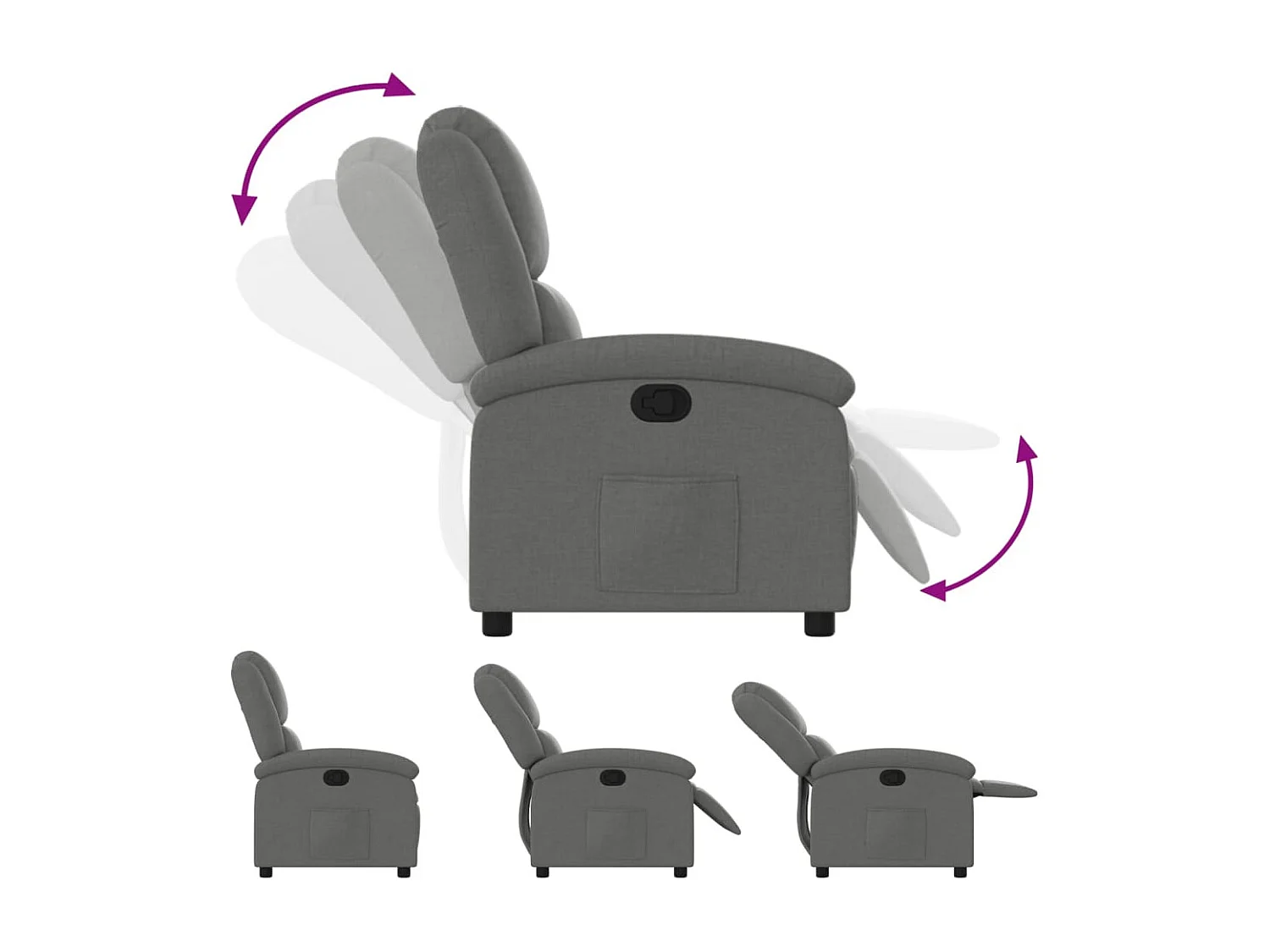 Sillón de relax | Silla | Sillón reclinable de tela gris oscuro SHL8606