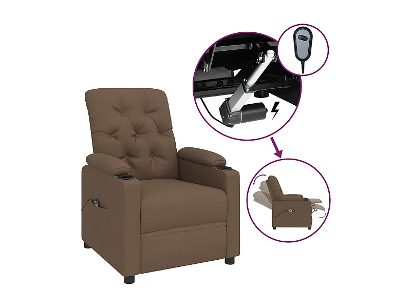Sillón de relax | Silla | Sillón reclinable eléctrico de tela marrón SHL3626