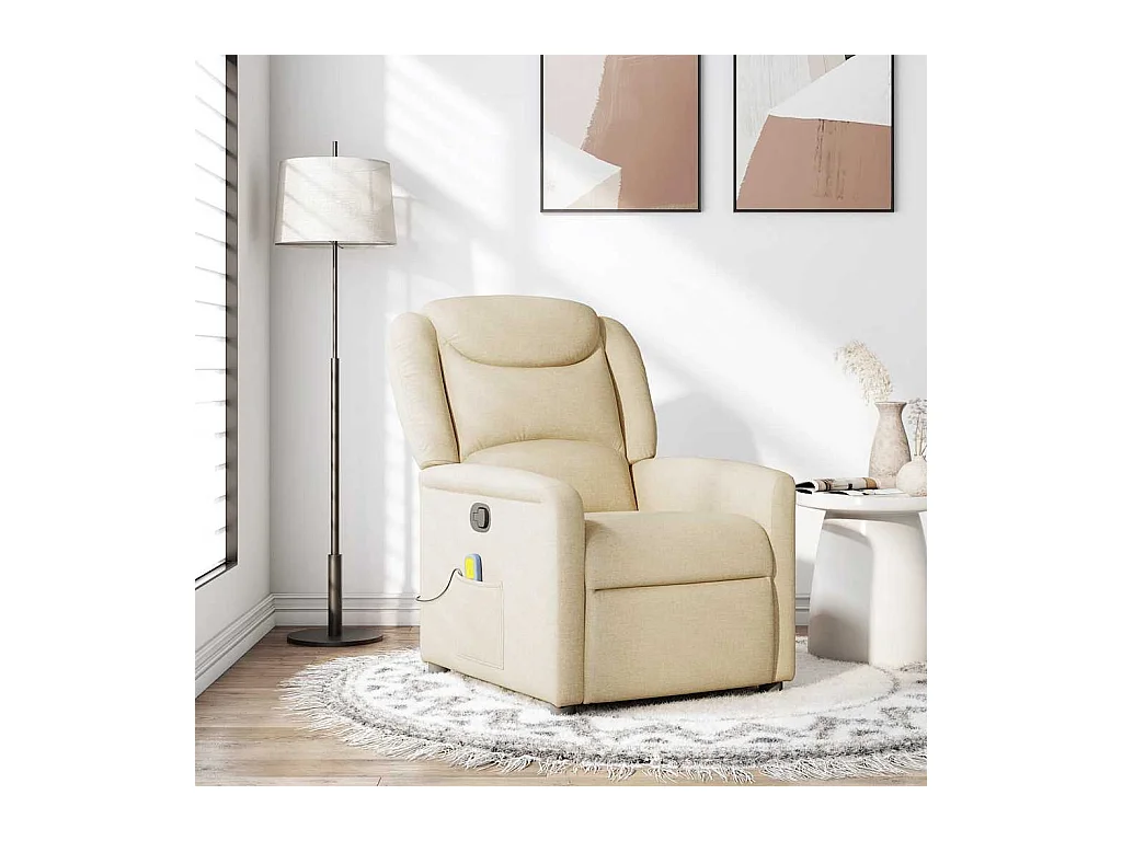 Fauteuil inclinable-Chaise de relax-Fauteuil de Massage Crème Tissu SHL1610
