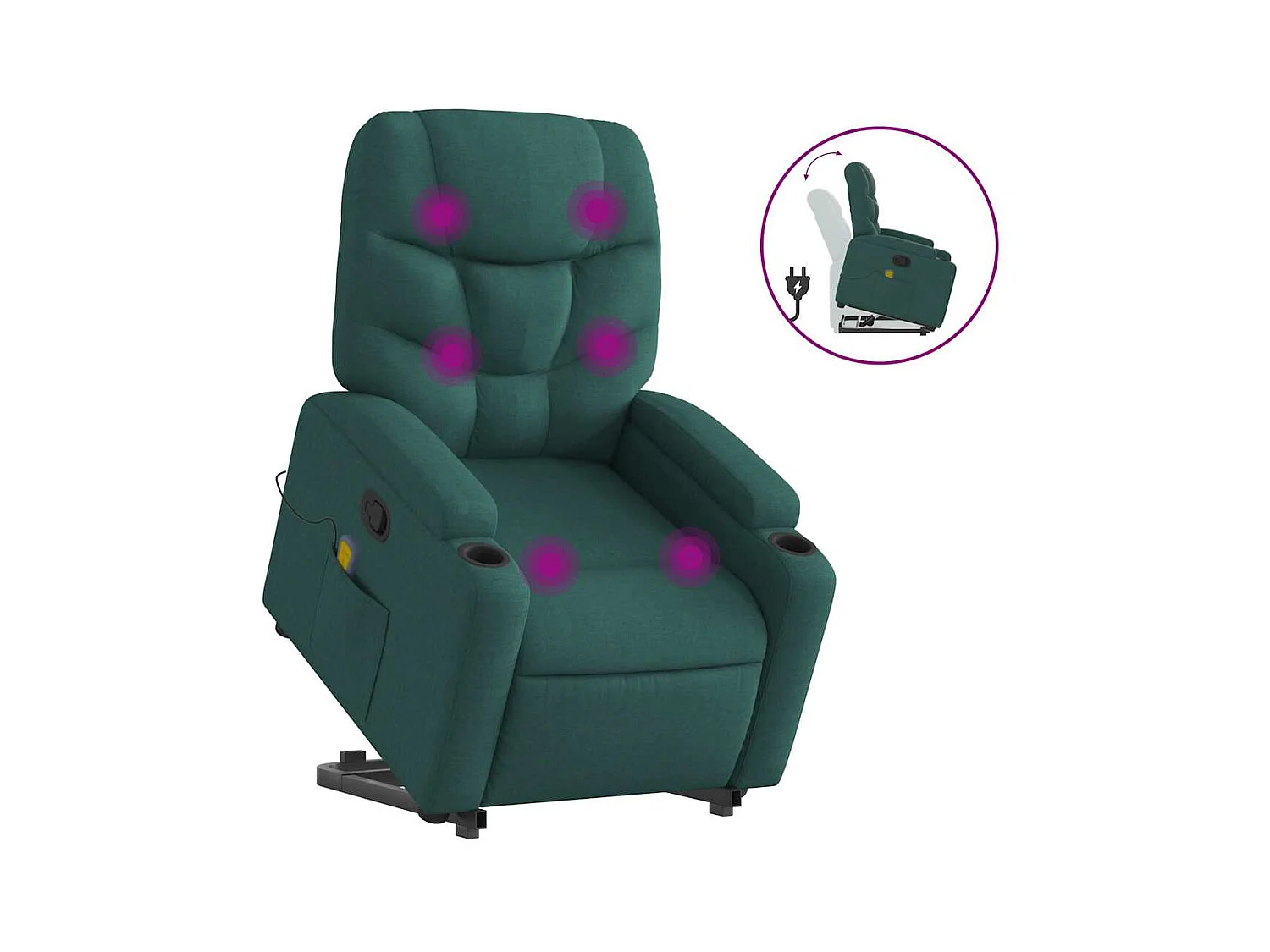 Fauteuil inclinable-Chaise de relax-Fauteuil de Massage Vert foncé Tissu SHL3110