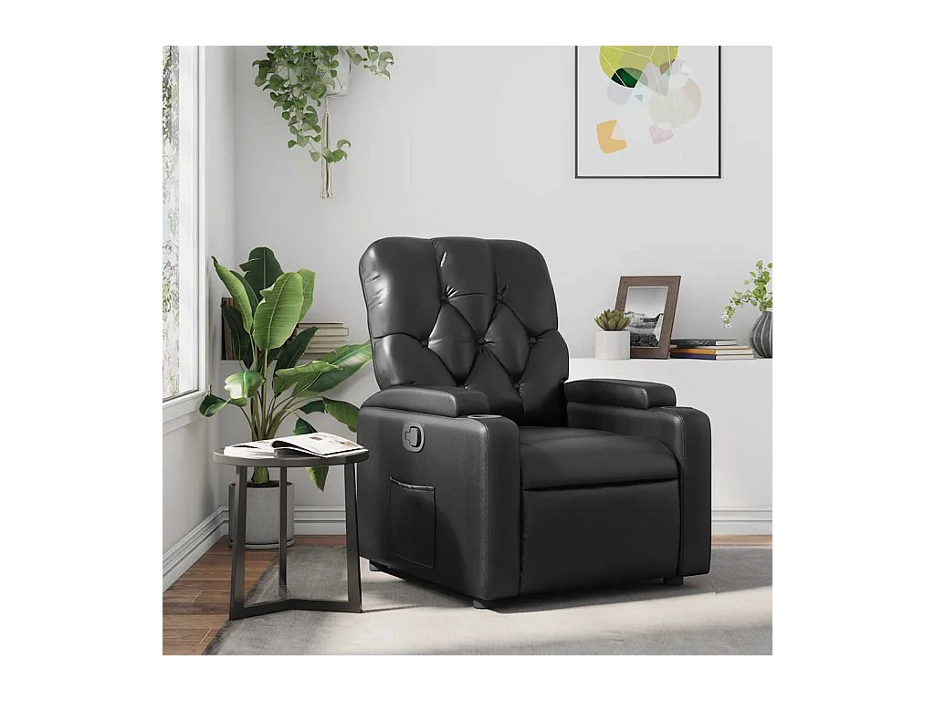 Sillón de relax | Sillón reclinable de cuero sintético negro SHL2738