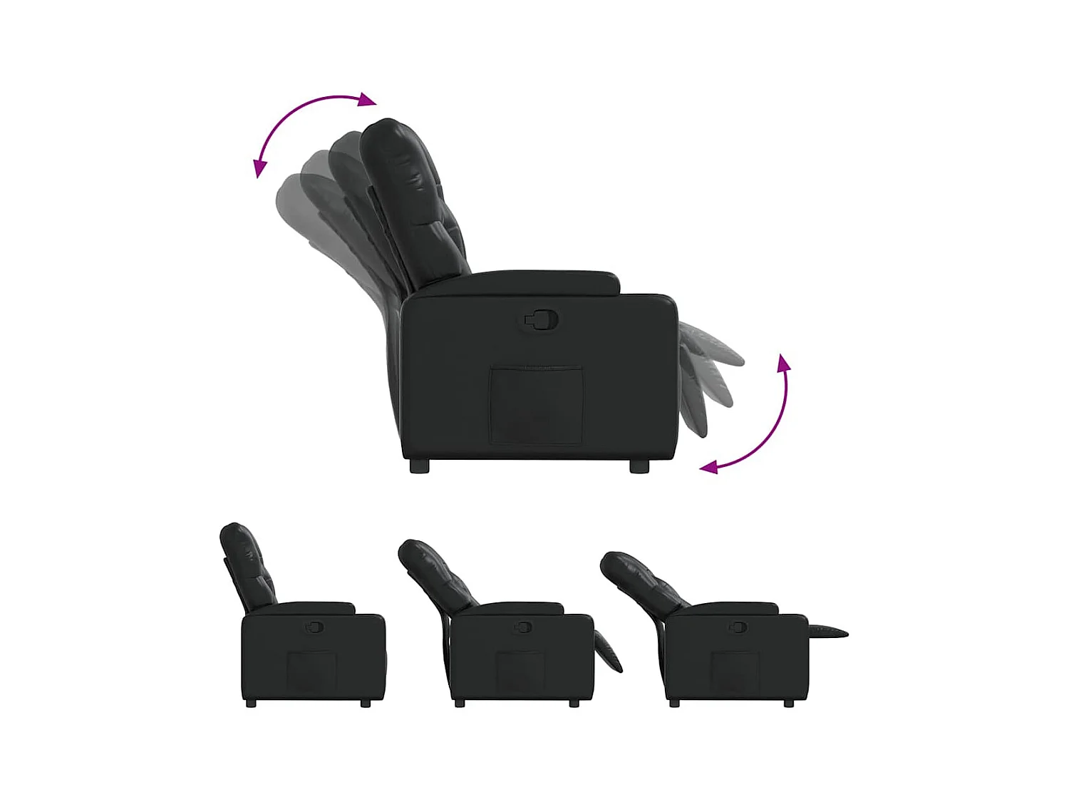 Sillón de relax | Sillón reclinable de cuero sintético negro SHL2738
